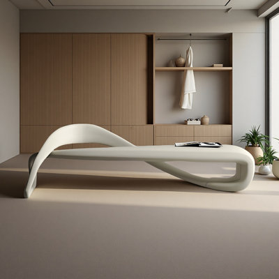 Banc rembourré en similicuir blanc