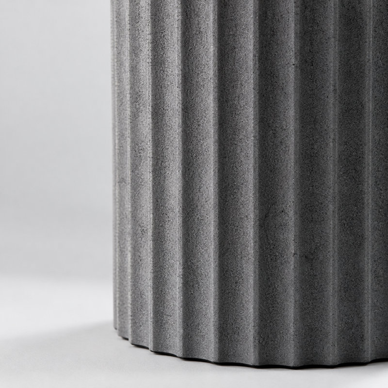 22.4" Modern Fluted Concrete Table Lamps, Grey, 2 PACK