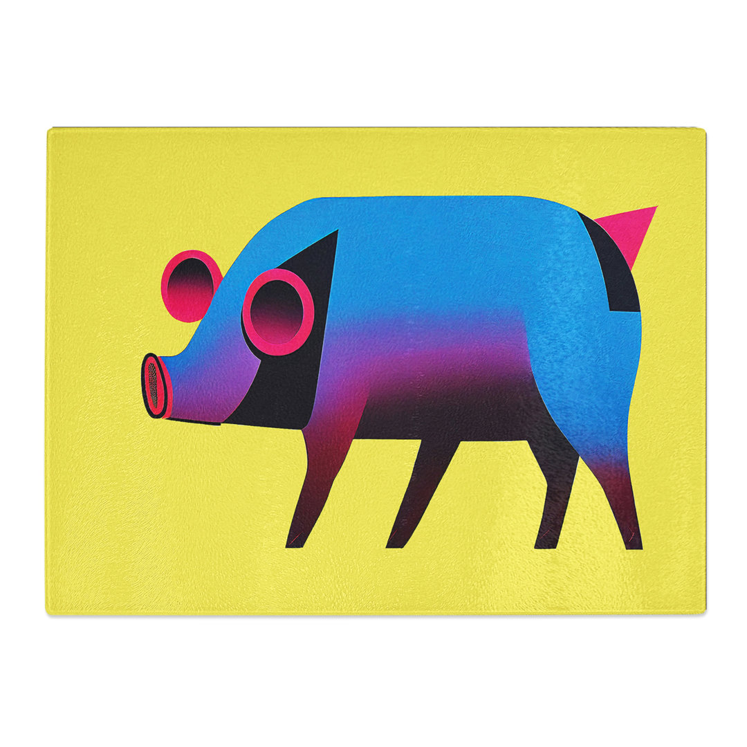 Pig In Abstract  Glass Chopping Board