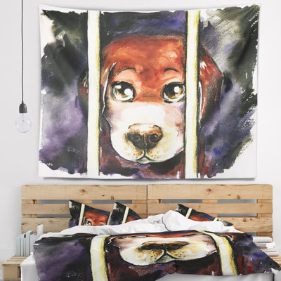 Tapisserie Sad Dog in Animal Shelter
