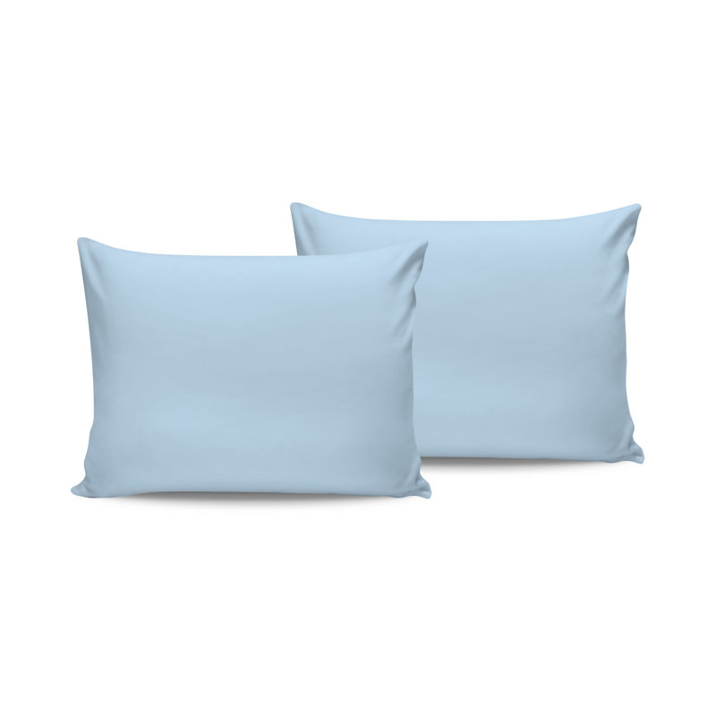 Luxurious 100% Cotton Satin Pillowcase Set (2 Pieces), Blue, 19.7 x 31.5 inches | 210 Thread Count, Envelope Closure | Soft & Breathable, Machine Washable at 86°F | Ideal for a Comfortable Sleep Experience