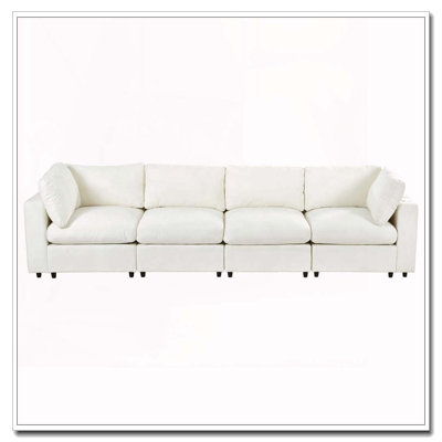 133.5" Upholstered Modular Sofa with Storage Space, USB Charge Ports, Wireless Charging and Built-in Bluetooth Speaker in Arm