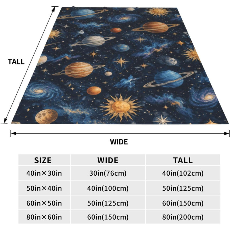 Couverture en flanelle Planètes Galaxies Célestes, 127 x 152 cm, 50 x 60 po