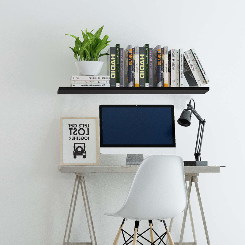 2 Piece Floating Shelf, 3.8cm H x 60cm W x 22.9cm D, Black