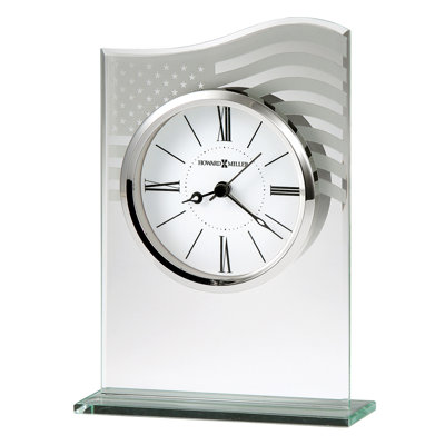 Modern & Contemporary Roman Numeral Quartz Movement / Crystal Alarm Tabletop Clock in Glass