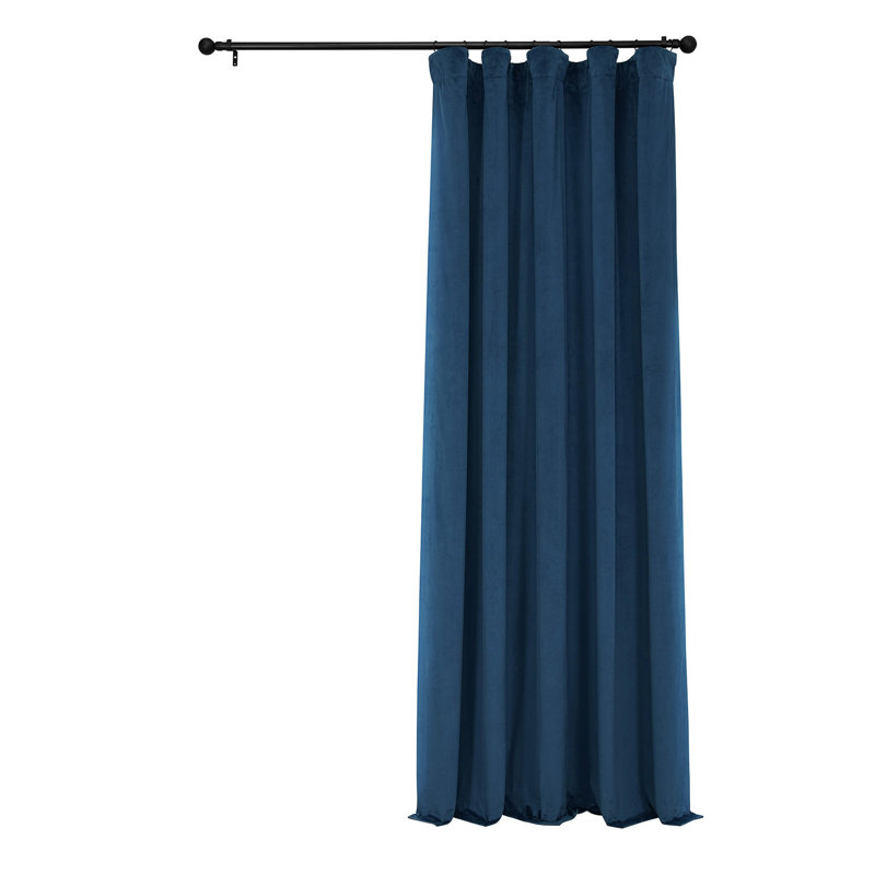 Matra Room Darkening Rod Pocket Single Curtain Panel, Eternal Blue, 100" W x 96" L