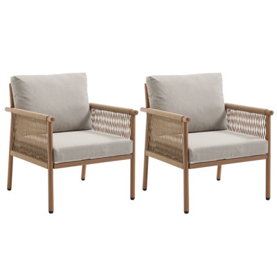 Premium Cozy Accent Chair With Pillow & Handwoven Rope Arms
