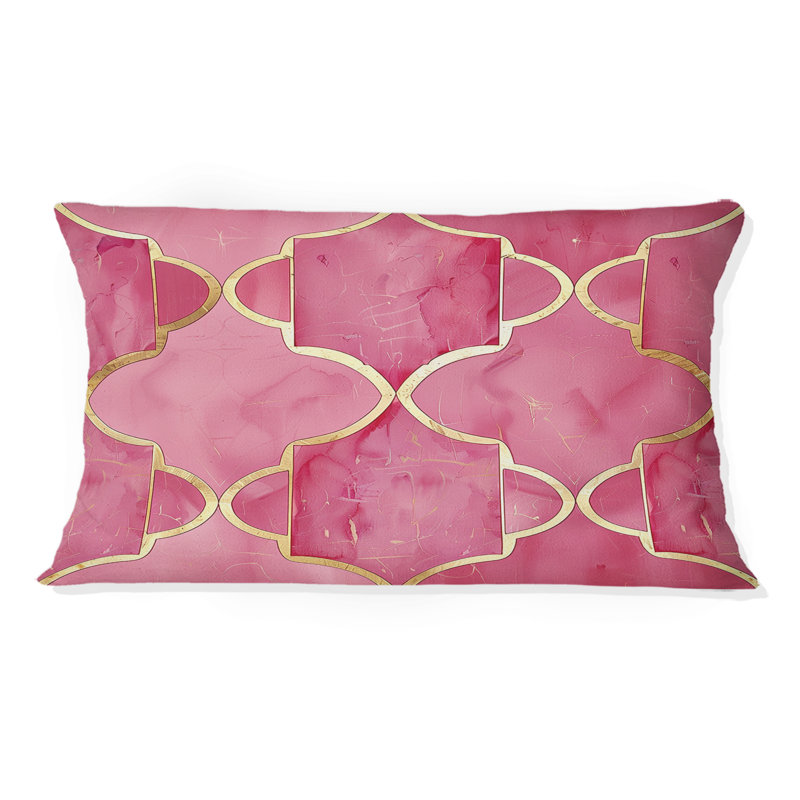 Coussin lombaire Mid-Century Trellis V or rose