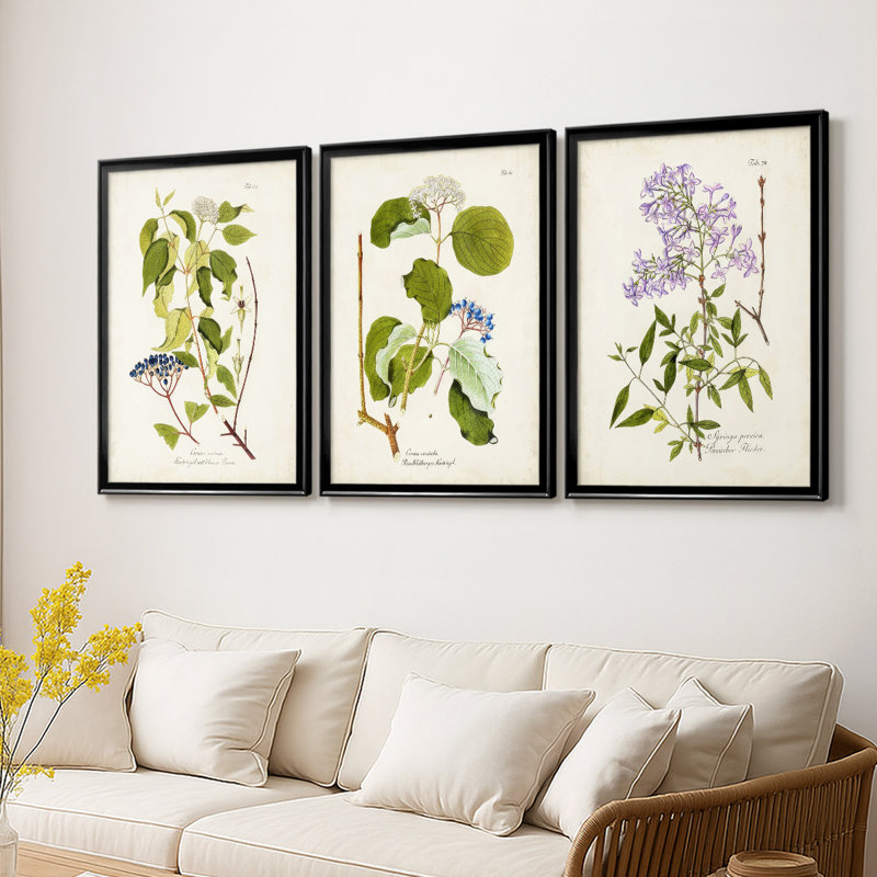 Arbre en fleurs I - Toile tendue avec châssis sur mesure - 3 pièces, H 27 po x l 39 po, Noir