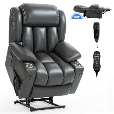 Fauteuil inclinable bi-moteur à position infinie avec massage par vibration 8 points et chauffage lombaire, usage intensif