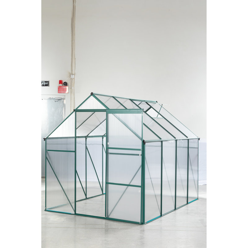 Serre en polycarbonate - pour cour extérieure avec base galvanisée et drainage efficace, H 77,63 po x l 76,95 po x P 96,7 po