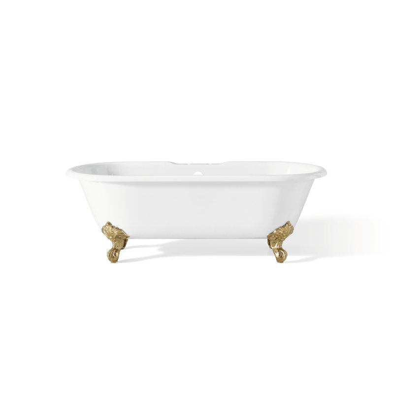Baignoire de trempage sur pattes en fonte Kristin 68 po x 31 po, Intérieur blanc et extérieur de couleur personna