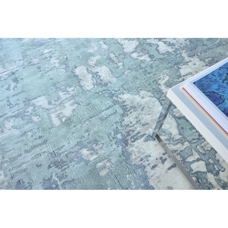 Laguna Abstract Hand-Loomed Blue Area Rug, Rectangle 6' x 9'