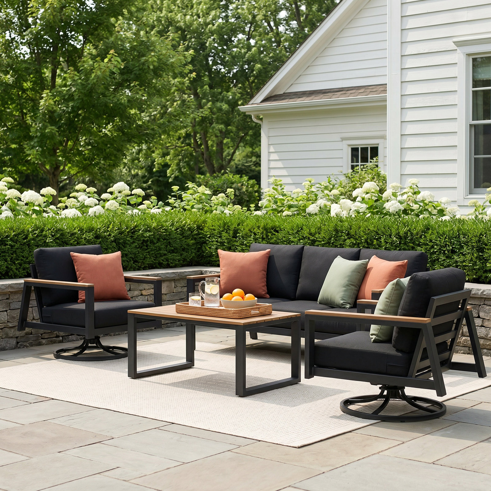 Townsend 5-Person Patio Seating Group, Canvas Granite Sunbrella® Canvas