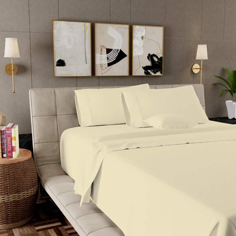1000TC Ultra-Soft & Silky Luxury Egyptian Cotton Sheet Set - Sleep by Wayfair™, Pale Yellow