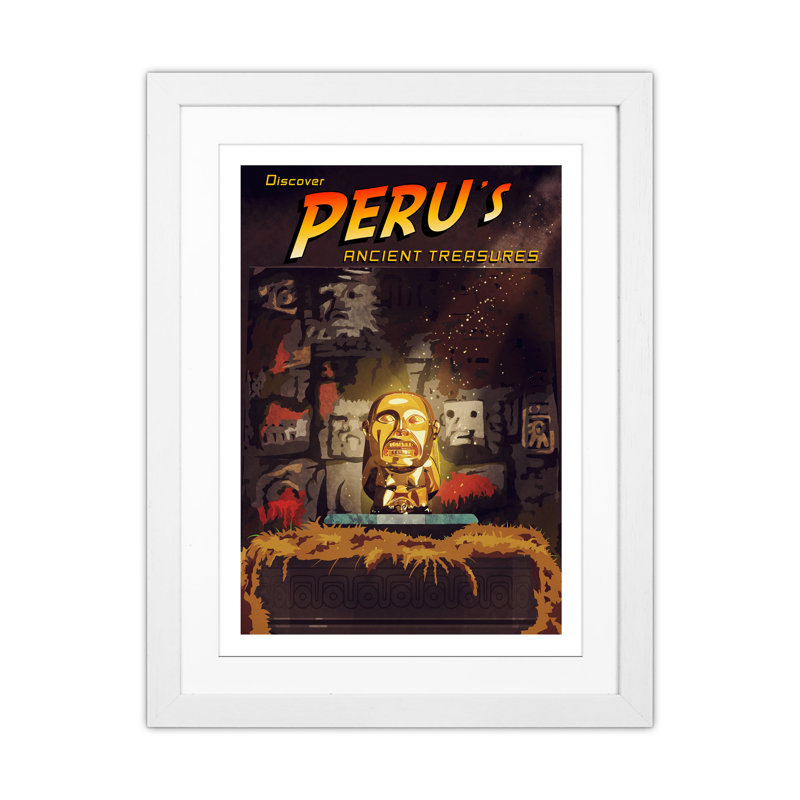 Indiana Jones by Richard O'Neill - Print, 43.5cm H x 33.5cm W x 3cm D, White Framed