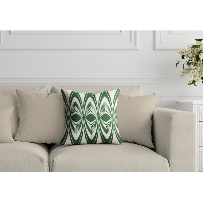 Housse et insert de coussin d'extérieur carré Chisom Tribal, Émeraude, L 19 po x H 19 po