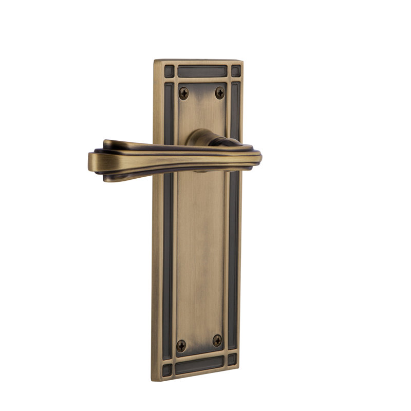 Mission Plate Double Dummy with Fleur Lever, Antique Brass