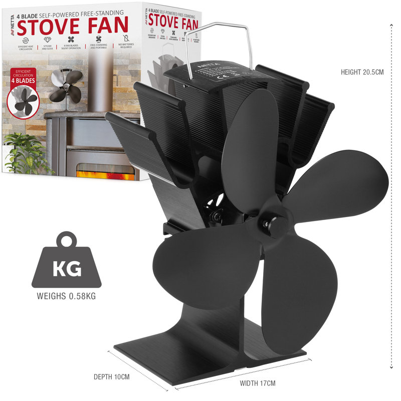 NETTA 4 Blade Stove Fan for Woodburners