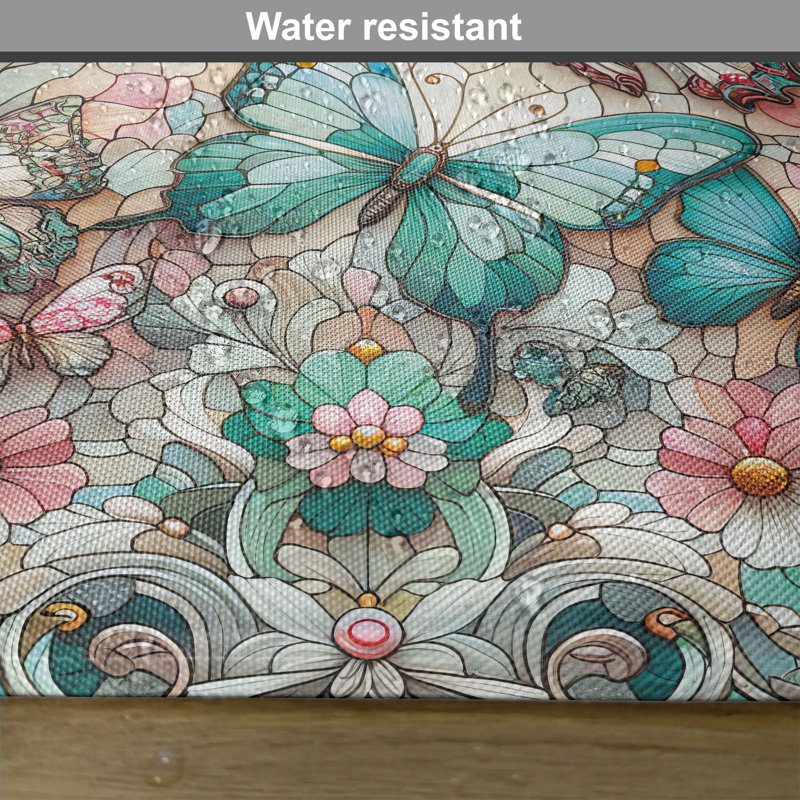 Aqua Blush Off White Spring Butterfly Polyester Placemats Set of 4