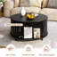 31.5" Modern Round Coffee Table With 360° Curved Sliding Door-1323270121