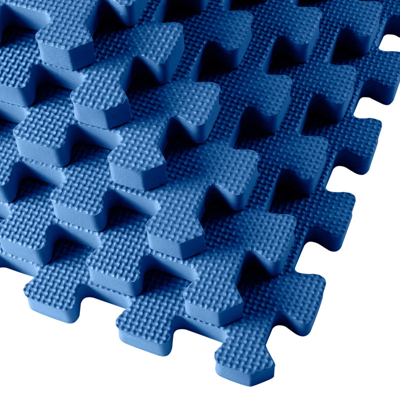Blue 24" Interlocking EVA Foam Gym Floor Tiles, 3/4" Thick