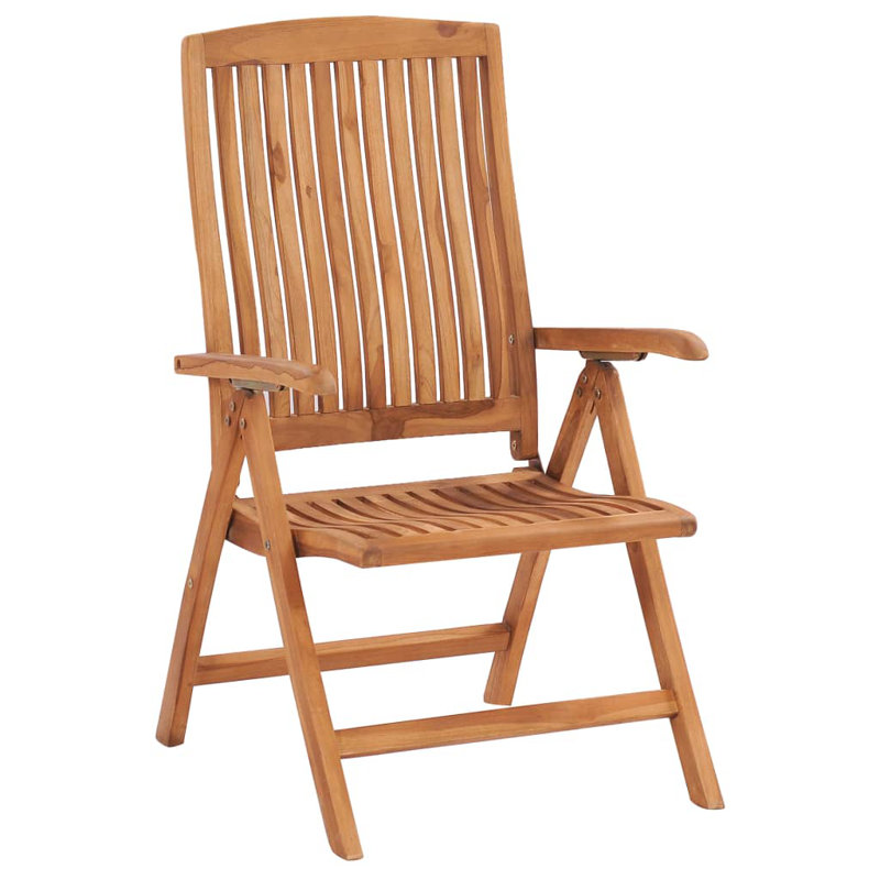 Chaise de patio pliante en teck avec coussin Espindola, gris