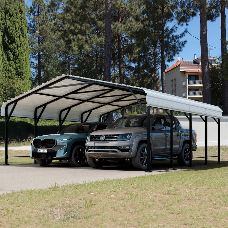 20 Ft. W X 20 Ft. D Heavy Duty Carport With Galvanized Steel Roof, White