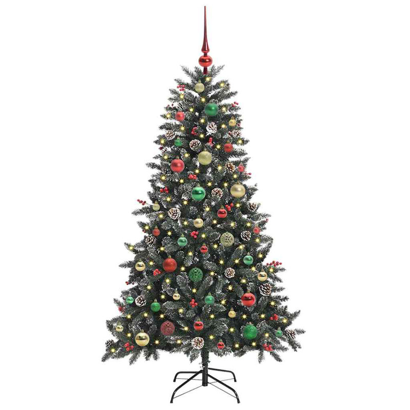 Artificial Christmas Tree with Stand Green, Red/Green/Gold, 4.92' H