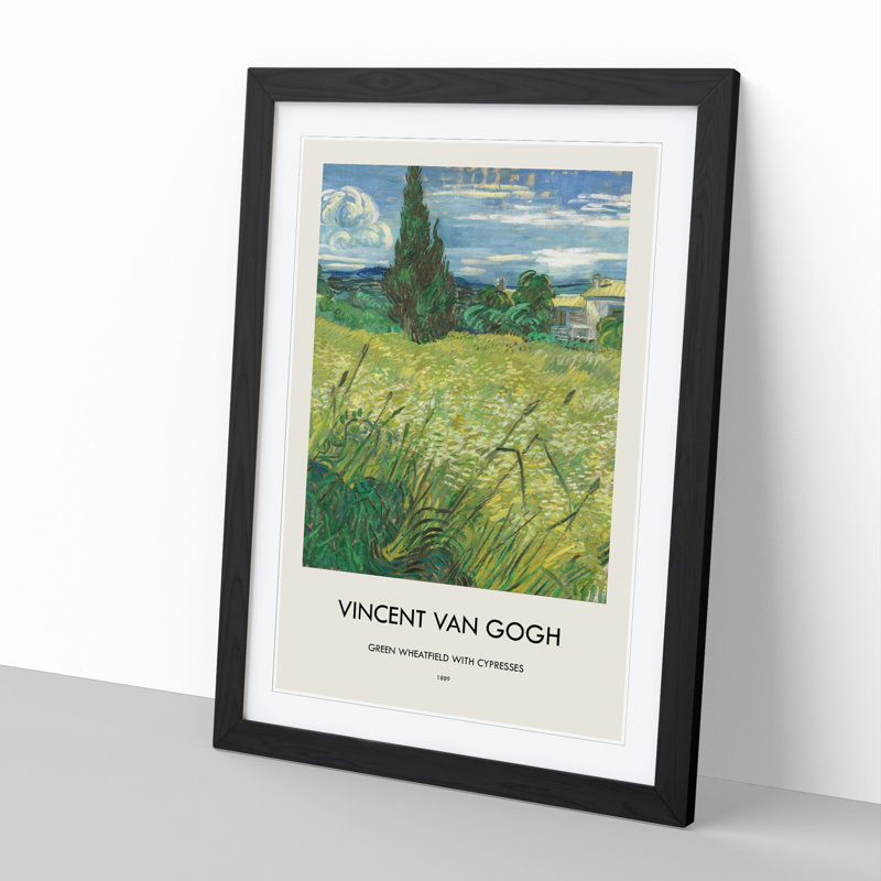Green Field by Vincent Van Gogh - Framed Print, 65cm H x 48cm W x 2cm D, Black Framed