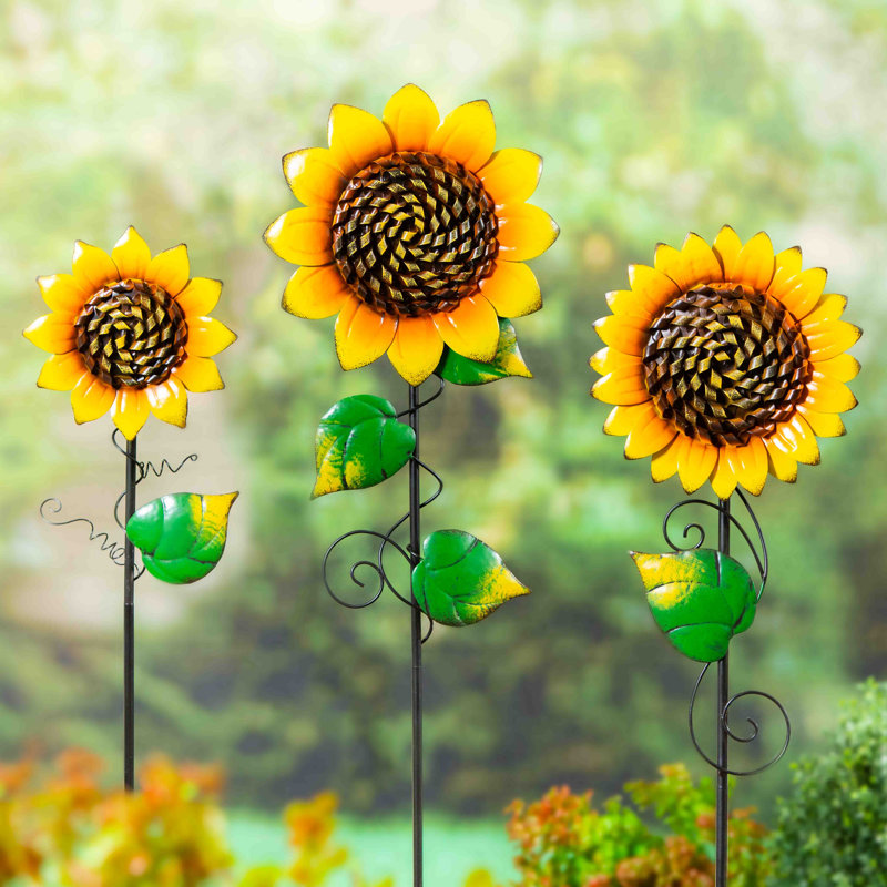 Ensemble de piquets de jardin 3 pièces Radiant Sunflower