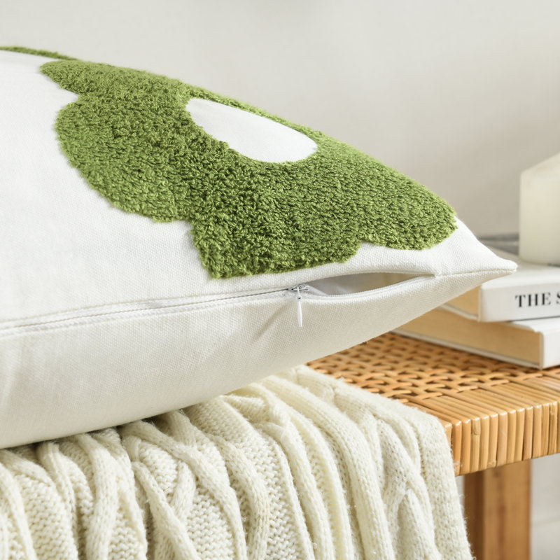 Coussin en pur coton, Vert olive, Housse de coussin seulement - sans coussin