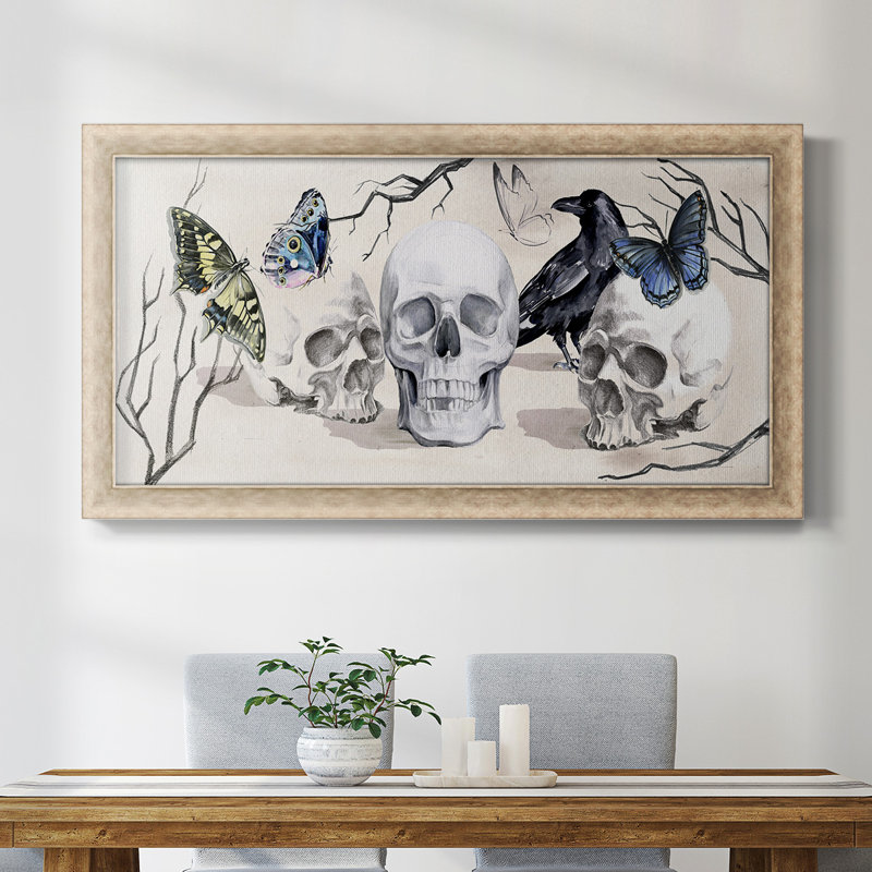 Toile encadrée de qualité supérieure Nevermore - prête à être accrochée, gris, H 25 po x l 45 po x P 1,25 po
