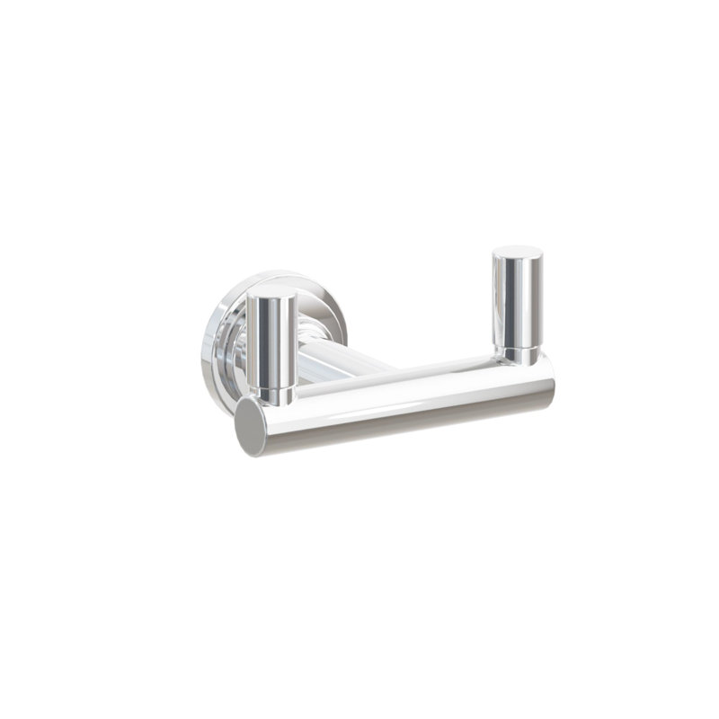 Emtek Select Double Hook w/ Step Disc Rosette, Round Stem & Smooth Tip, Polished Chrome