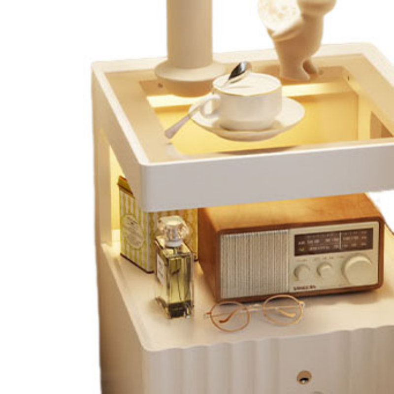 Vintage Bedside Table, Solid Wood Intelligent Bedside Table, Multifunctional Bedside Cabinet, Suitable For Bedrooms And Living Rooms