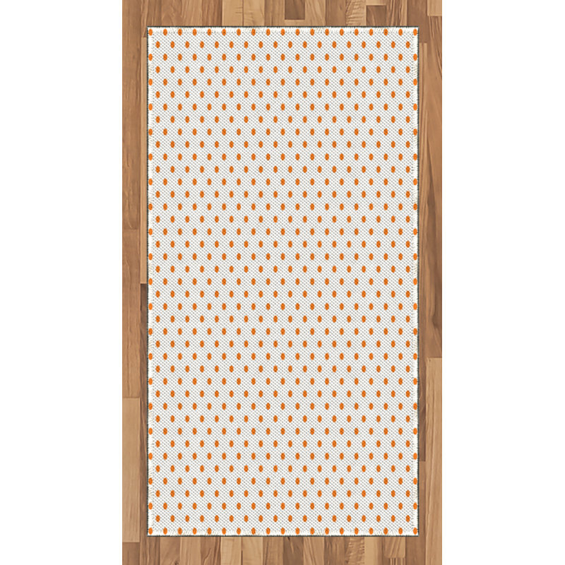 Tapis décoratif orange à haute densité de fibres longues en polyester, Rectangle 2 pi 7 po x 5 pi