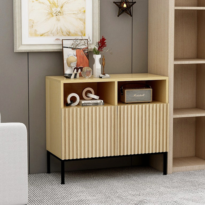 Buffet buffet, armoire d'appoint moderne avec porte à grain ondulé