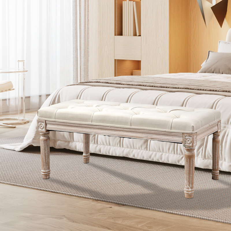 Polyester Blend Upholstered Bench