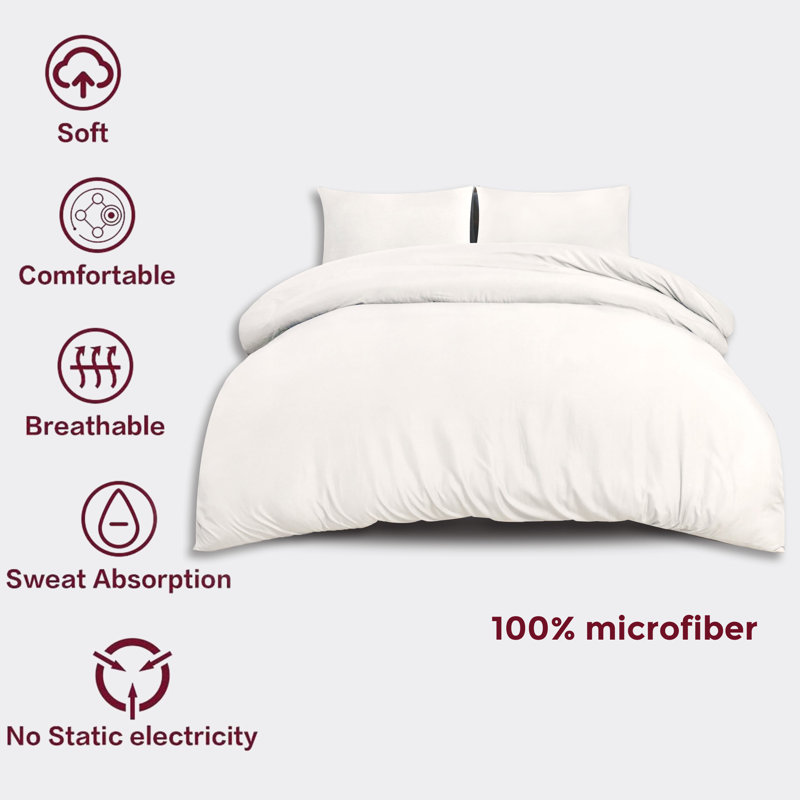 Jermelle Microfibre Modern & Contemporary Duvet Cover Set, White