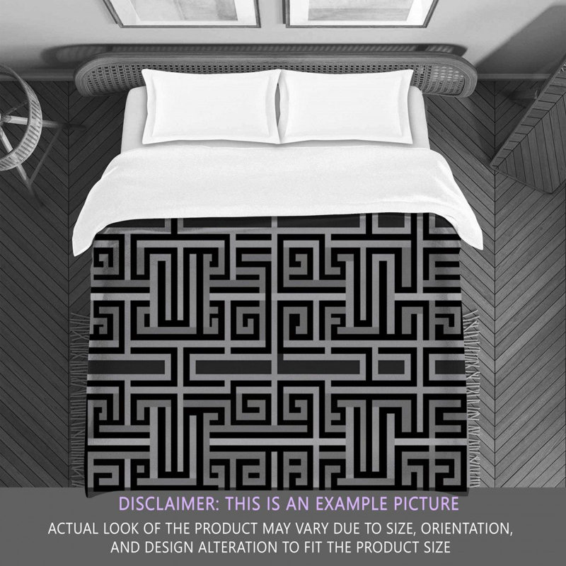 Édredon Mandala, Noir / gris, Édredon simple très long