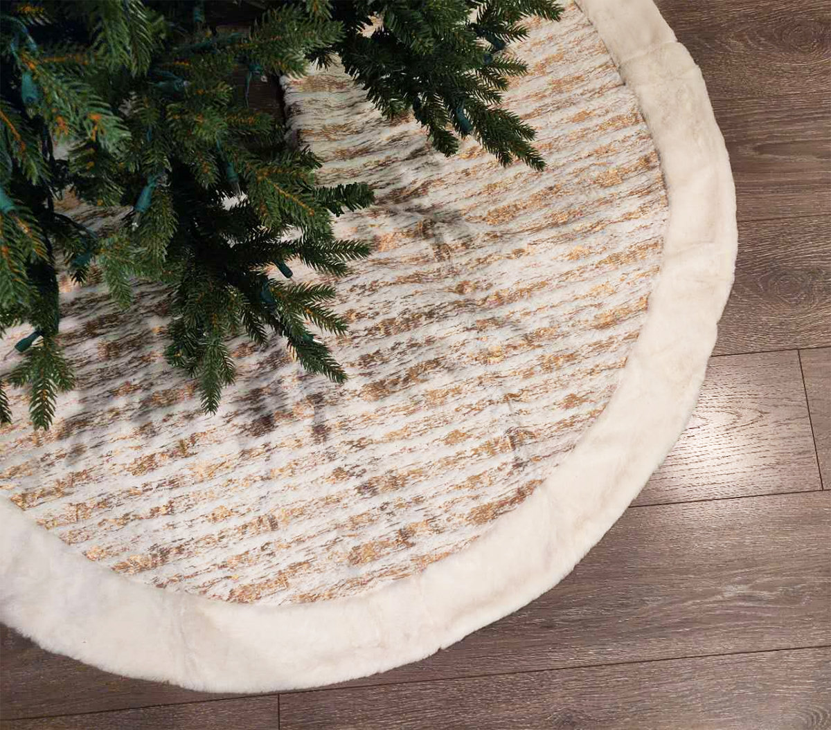 Faux Fur Tree Skirt, Gold, 52" H x 52" W