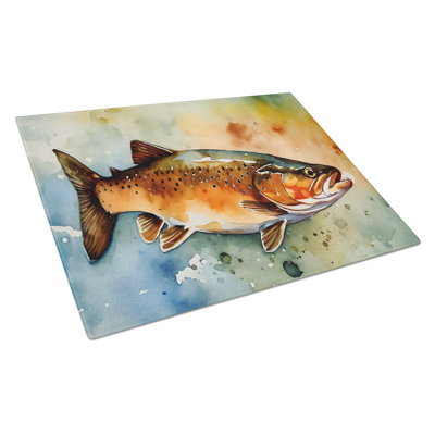 Brown Trout Glass Cutting Board Large