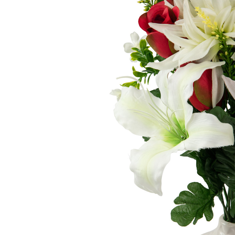 Fleurs en soie demi-bouquet de roses, Rouge