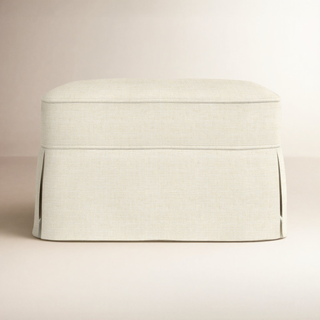 Amari 33" Ottoman, Bevin Natural Linen Blend
