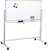 Freestanding Melamine Reversible Magnetic Medium 4' x 6' Whiteboard, Magnetic Whiteboard with Adjustable Height, Sturdy Steel Frame, Marker Tray, 360֯ Rotating Mechanism