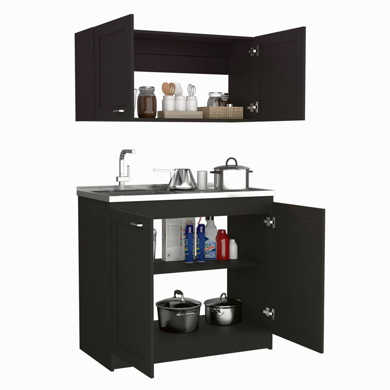 Armoire, ensemble de deux pièces, Noir