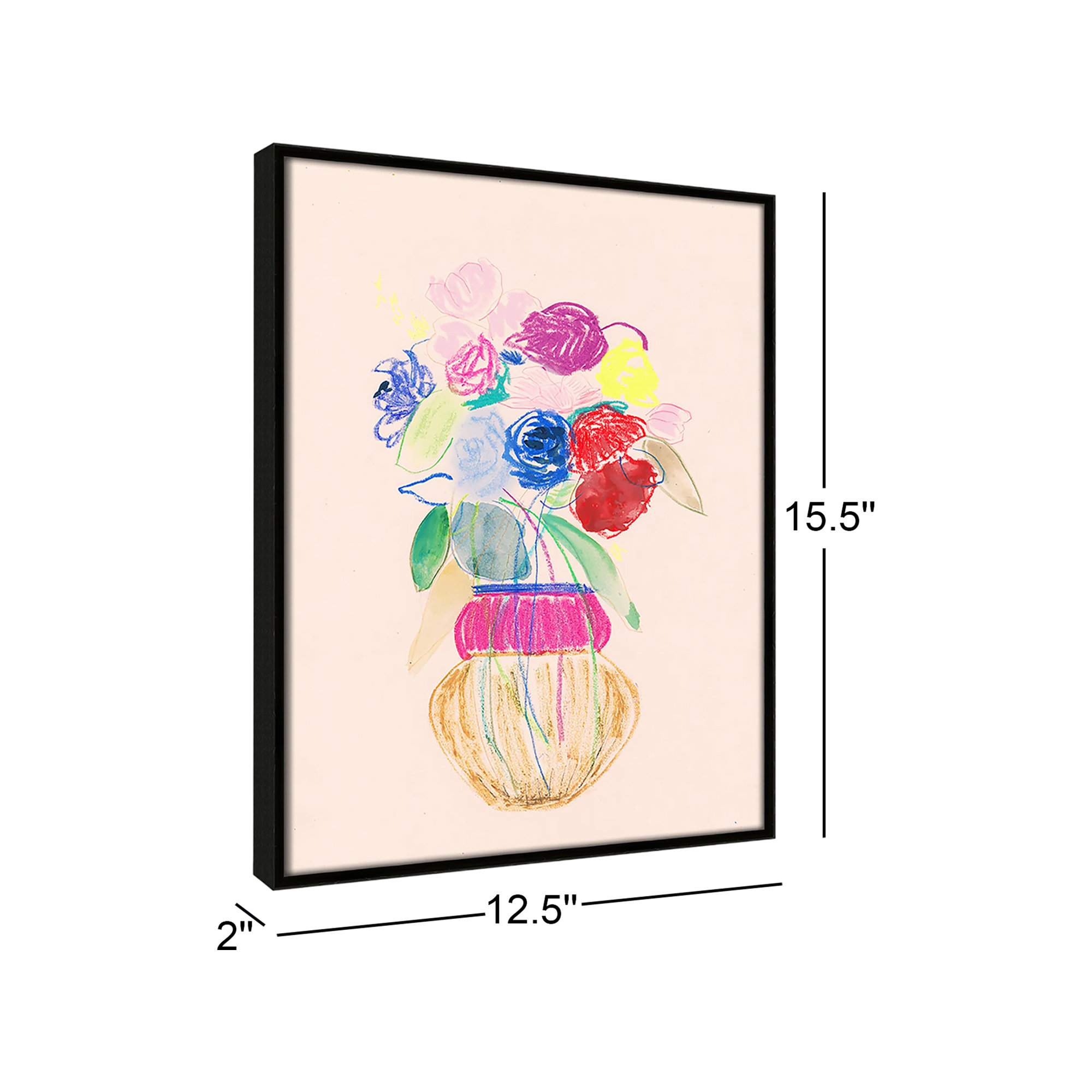 Simple Floral II Print by Bea Dina, 15.5" H x 12.5" W x 2" D, No Mat, Espresso Floater Framed Canvas