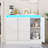 High Gloss Buffet Cabinet With Led Lights, Modern Sideboard Coffee Bar With 3 Doors, Handless Modern Sideboard Storage Cabinet For Living Room, Entryway, White-107333550