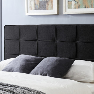 Tête de lit contemporaine très grand avec tissu noir et bords passepoilés à hauteur réglable pour capitonnage