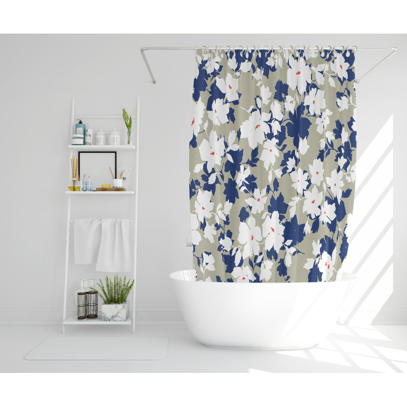 Waterhouse Polyester Shower Curtain Set, 168cm H x 168cm W, Blue/Grey